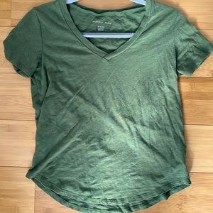 Green V-Neck American Eagle Top